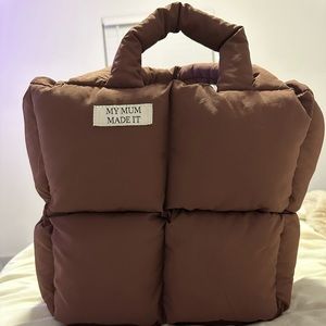 My Mum Made It puffer purse in brown